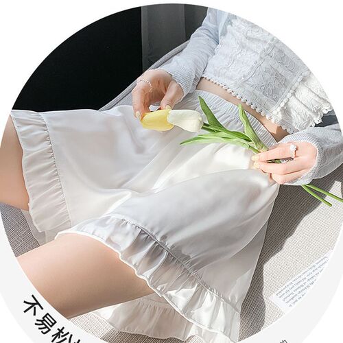 Safety shorts for women, thin, anti-transparent, wood ear edge, summer loose, non-wrinkling, ice silk breathable, home shorts, leggings