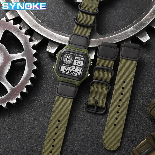 Nylon canvas with three-ring buckle retro electronic watch luminous waterproof sports men's square classic student watch