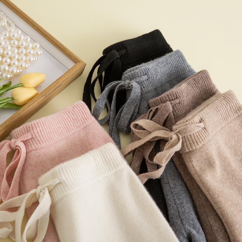 Temperament Cloud Pants Women's Autumn and Winter 100% Australian Fashion Wool Pants Outer Wear Knitted Pants High Waist Dummy Wide Leg Pants