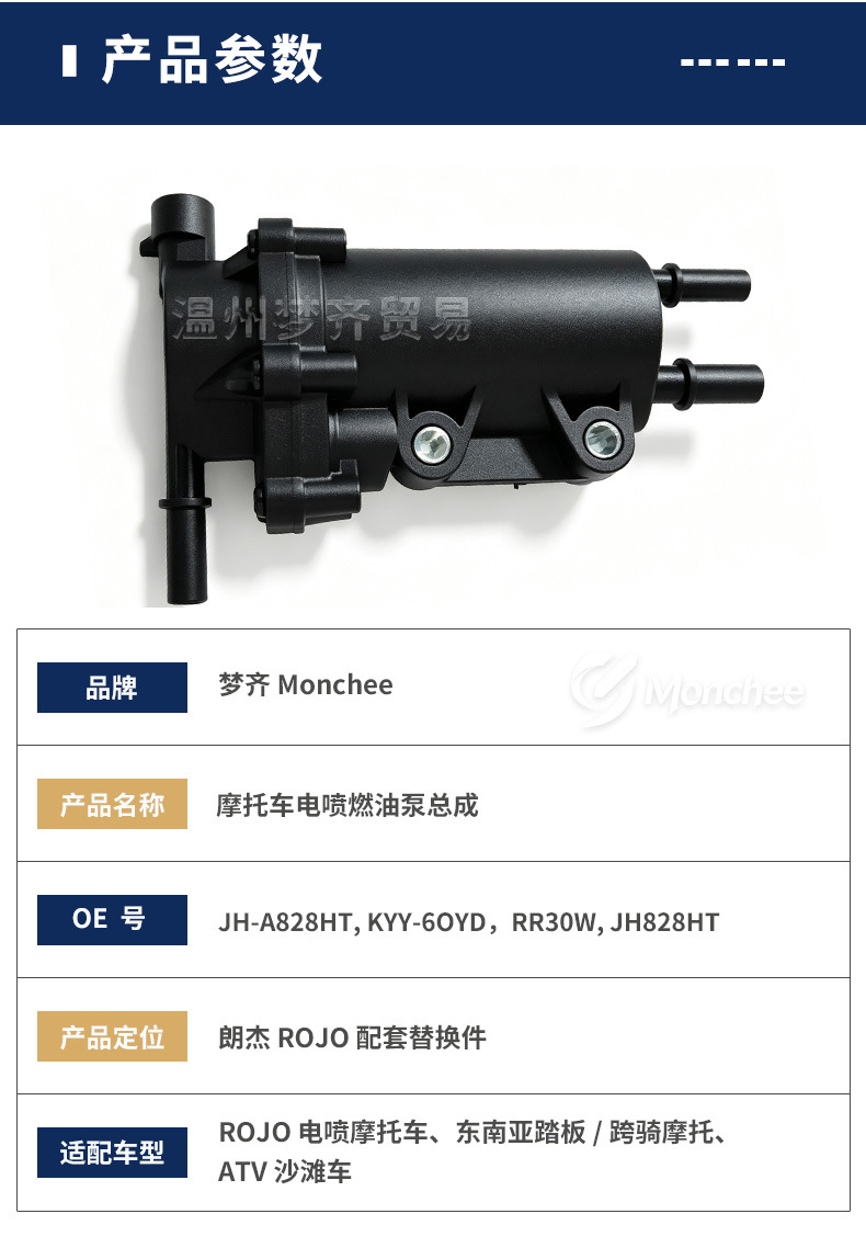 JH-A828HT Motorcycle External Fuel Pump Assembly KYY‑6OYD Universal RR30W ROJO National IV Electric Injection