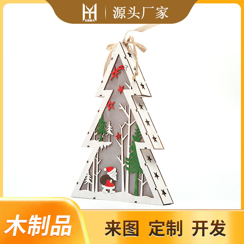 EDL luminosos adornos de Navidad corte por láser productos de madera corte por láser de materiales entrantes al por mayor patrón de grabado láser