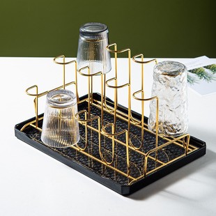 Light Luxury Draining Cup Holder, Glass Cup Rack for Home Use, 8-Cup Holder for Living Room, Inverted 12-Draining Storage Metal
