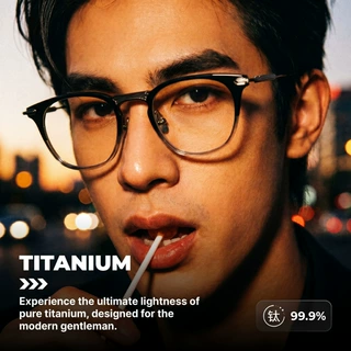 日系设计师手作双色板材纯钛近视眼镜框男款高端轻奢高度数眼镜架