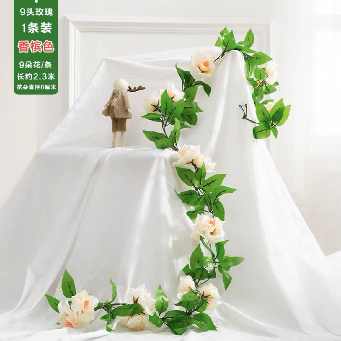 Hoja Verde artificial ratán decorativo flor artificial tubo que cubre techo flor vid verde árbol artificial hoja verde planta Pilar cubriendo feo