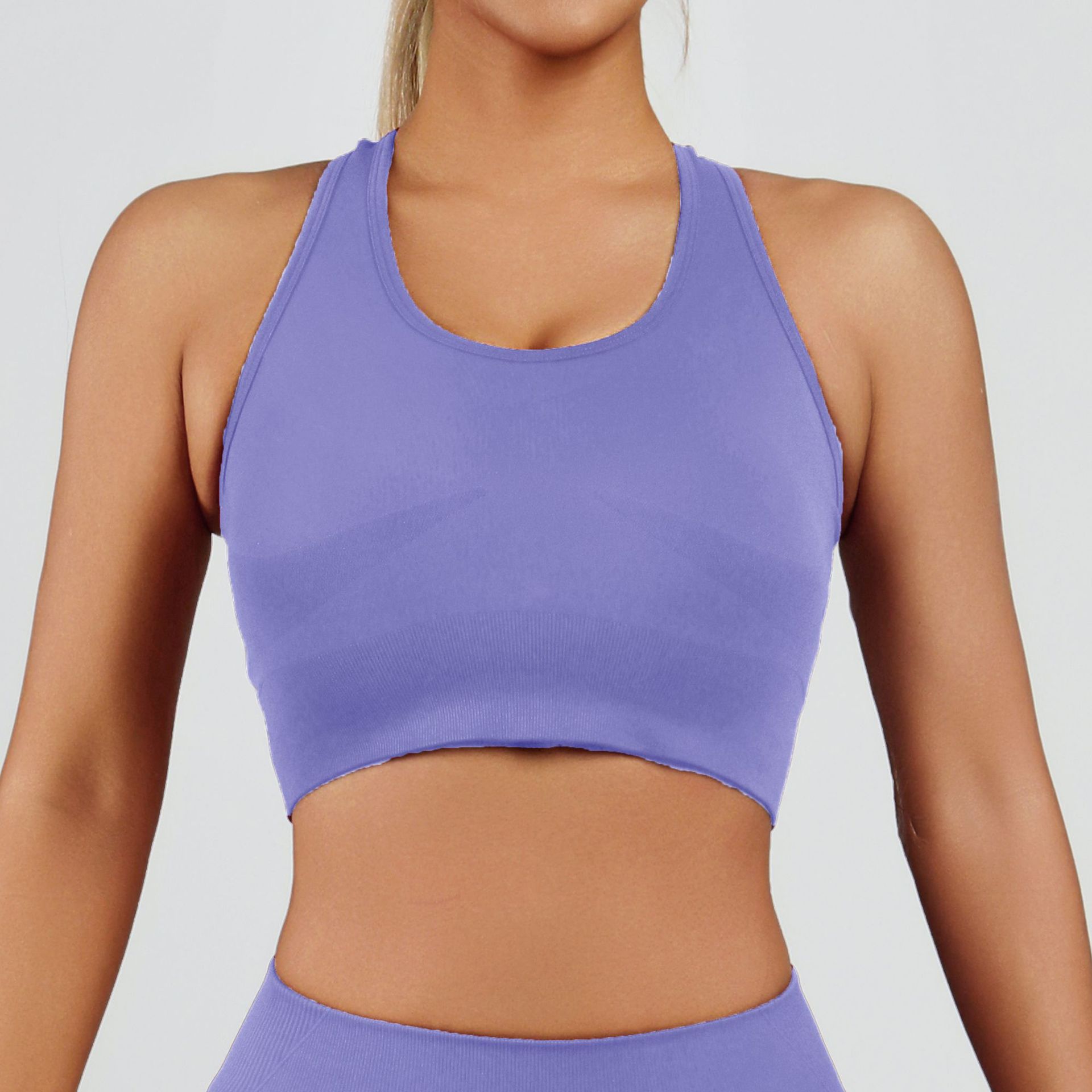 Amazon Cross Racer Beauty Back Sports Chaleco Sujetador de yoga sin costuras para mujer Reunir Fitness Chaleco con almohadilla para el pecho image 8