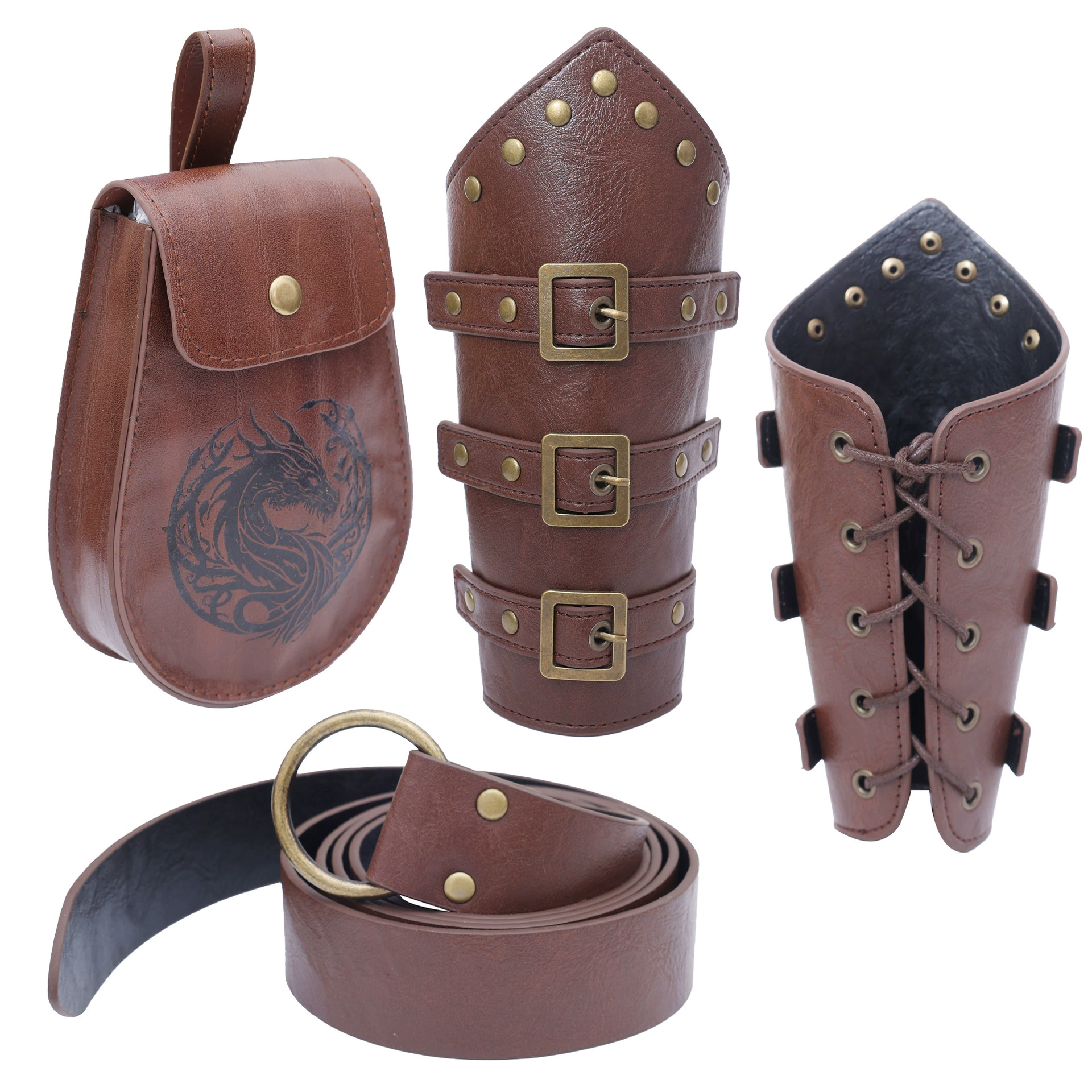 Средневековый Viking Ренессанс Одежда Пояс Аксессуары Пу Кожаная Рука Ретро Ремень Мешок И Кожаные Наручи