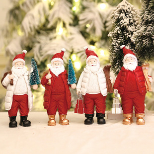 Cross-Border New Christmas Hot-Selling Santa Claus Bag with Tree Ornaments Christmas Gifts Gifts Resin Ornaments