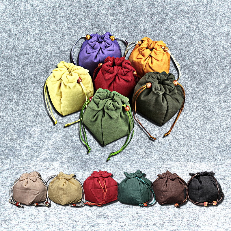 10*10*9麻布袋现货束口袋抽绳茶碗茶壶茶杯收纳袋便携棉麻袋