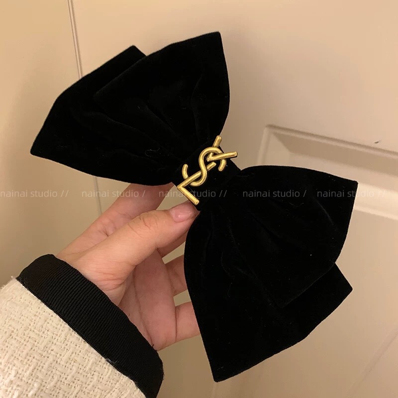 Xiaoxiangfeng 黒ベルベットリボンヘアピンレトロフレンチグリッパーハイエンドサメクリップヘッドバンドジュエリー|undefined