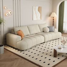 沙发客厅新款奶油风现代简约大小户型防猫抓婴儿绒弧形直排沙发