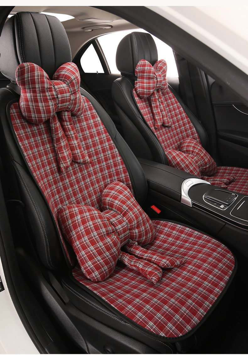 Retro Plaid Simple Breathable Four-Season Car Seat Cushion Suitable for Audi A3 A4L A5L Q3 Q5L Q2