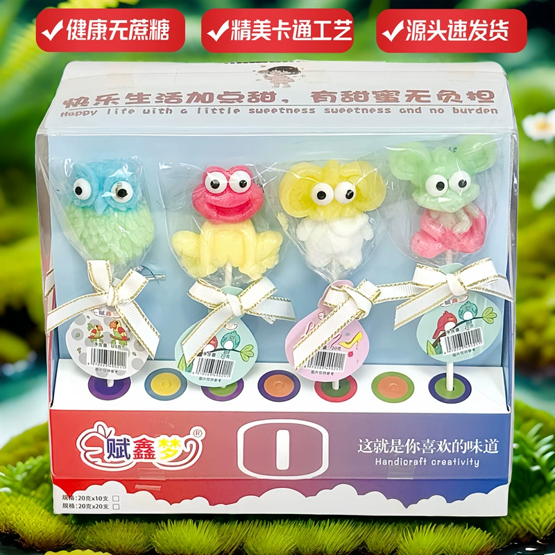 Оптовые поставки безсахарных леденцов ручной работы в цветах макарон, популярные детские закуски, подарки, игрушки и сладости.