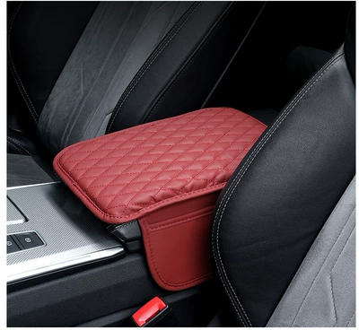 Armrest box pad pad with side pocket storage - burgundy-thin-side-pocket
