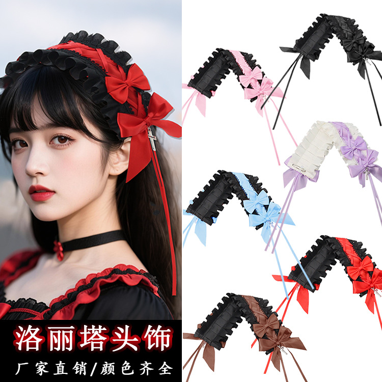 Adorable joyería para el cabello Lolita multicolor opcional cómic fiesta accesorios de moda arco tocado correa para el cabello