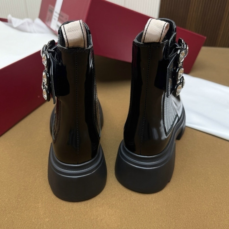 纯原渠道货！东莞高品质真皮女短靴厚底水钻方扣弹力套筒切尔西靴|undefined