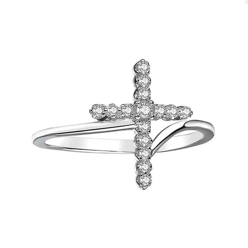 Cross Pattern All Seasons Season Women's Gender Wholesale Jewelry Modern Style Classic Style Cross Copper Zircon Rings