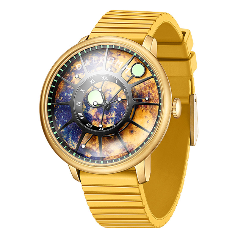 Đồng hồ nam automatic cơ khí chống nước G7008 — Dây đeo cà phê đen, Vỏ đen Mặt đỏ Đai đen, Vàng Shell đỏ mặt dải, Blue Shell Blue mặt dải màu xanh