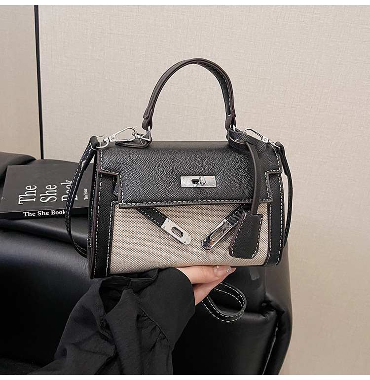 Bolsos para mujer 2025 nuevo estilo transfronterizo costura de color en contraste bolso Kelly de mano moda de alta gama bolso de mensajero de un solo hombro