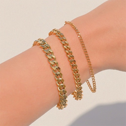 eManco Stainless Steel Stacking Bracelet Fashionable Cuban Chain Bracelet 4MM 6MM 8MM Bracelet Bracelet