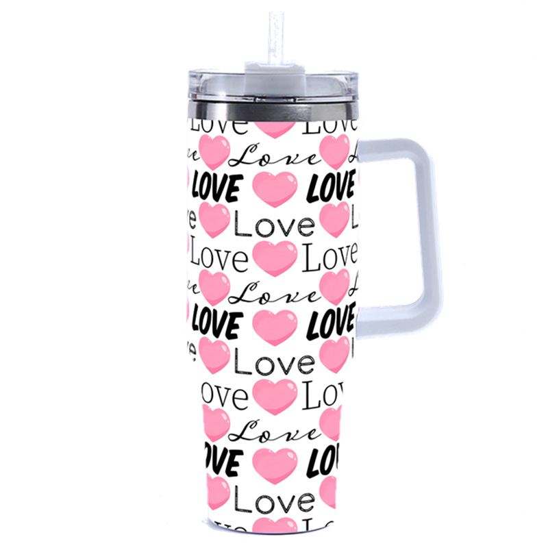 Car Cup Love Valentine's Day Ice Bully Cup Gift Tumbler 40oz Large Capacity Ladies Thermos Cup