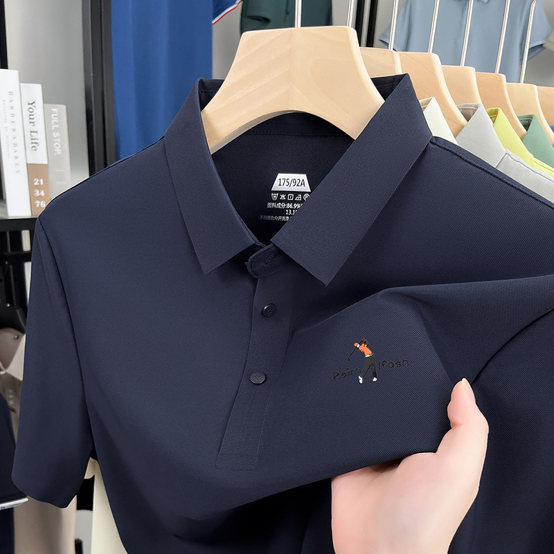 Brand High-End 2026 Summer Seamless Short-Sleeved Men's T-Shirt Anti-Uv Lapel Casual Half-Sleeved Polo Shirt