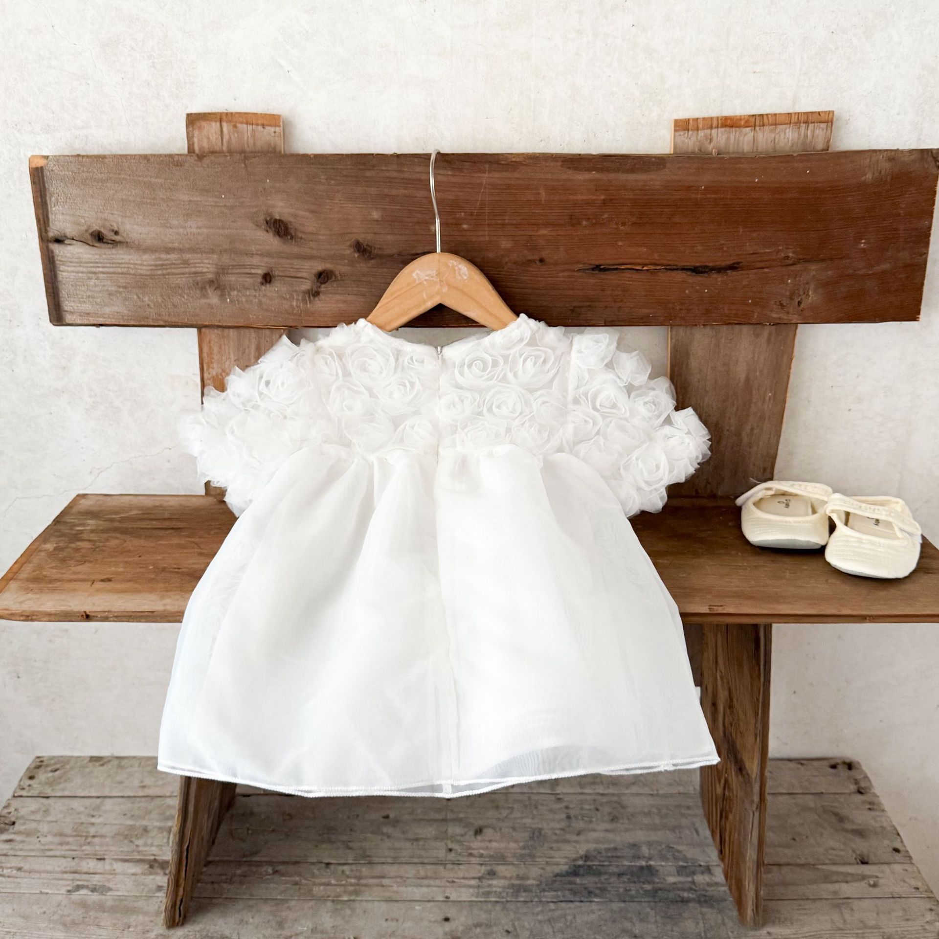 Ins niñas coreanas de encaje vestido de flores de verano bebé vestido de princesa de manga corta