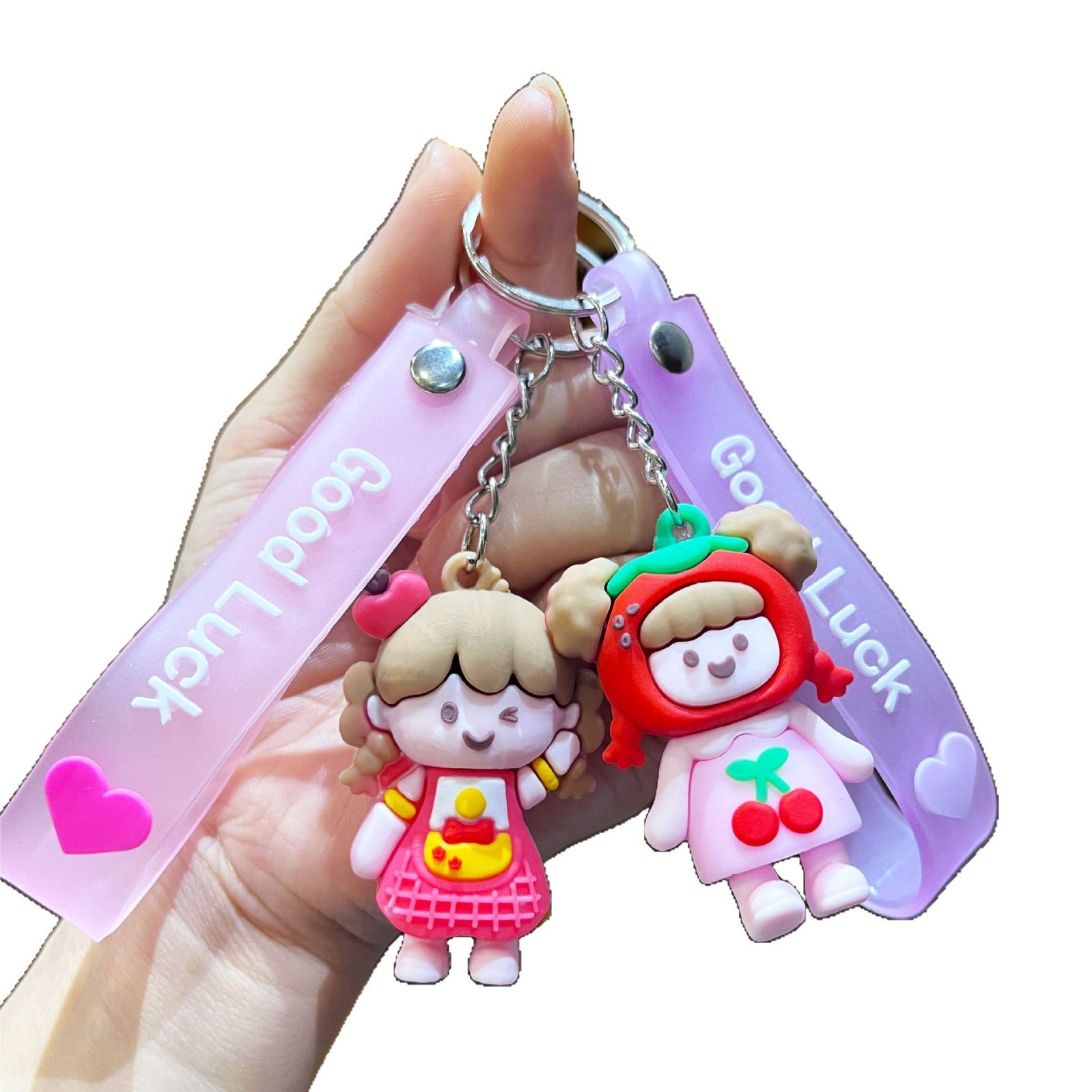 Nuevo estilo creativo de goma suave dibujos animados mochi niña llavero bolso colgante llavero de coche pequeño regalo fábrica al por mayor