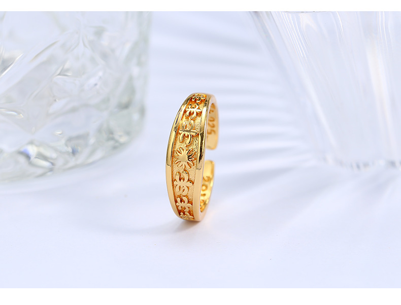 Hip-Hop Letter Copper Gold Plated Open Ring 1 Piece