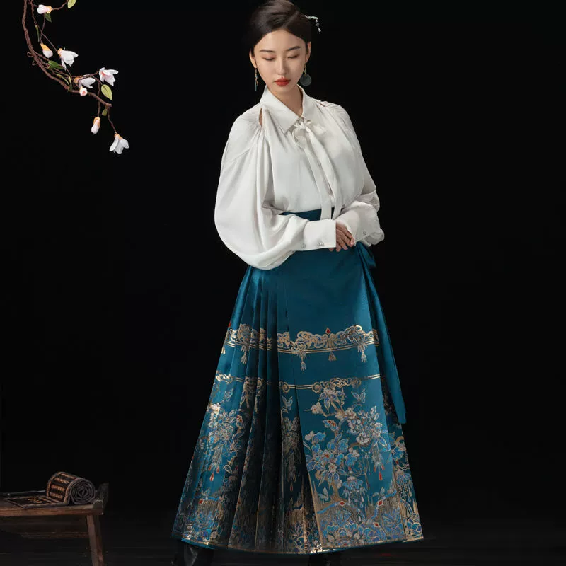 Han Lanxi слива юбка с конским лапшой новый китайский стиль