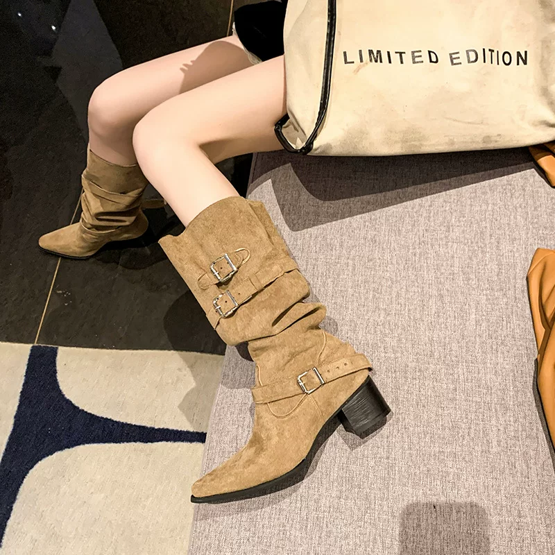 Denim high boots, autumn, 2025 years