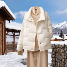 新款白鸭绒女士厚款羽绒服新款立领祥云走线轻便款小个子长款外套