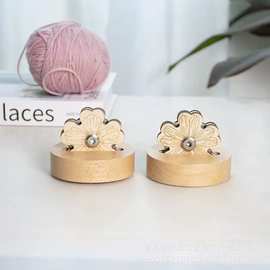 木制家用断线器毛线断线工具实木雕刻花瓣切断器手工编织切线器