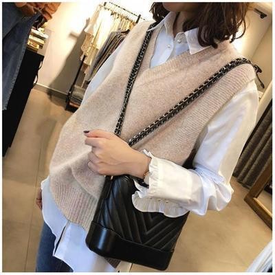 2022 Otoño e Invierno Nuevo estilo coreano Chaleco de Cachemira engrosado suéter con cuello en V sin mangas chaleco Chaleco de mujer