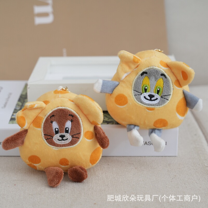 Tom and Jerry Plush Toy Cute Cheese Tom Jerry Bag Decoration Pendant Cheese Mouse Plush Toy