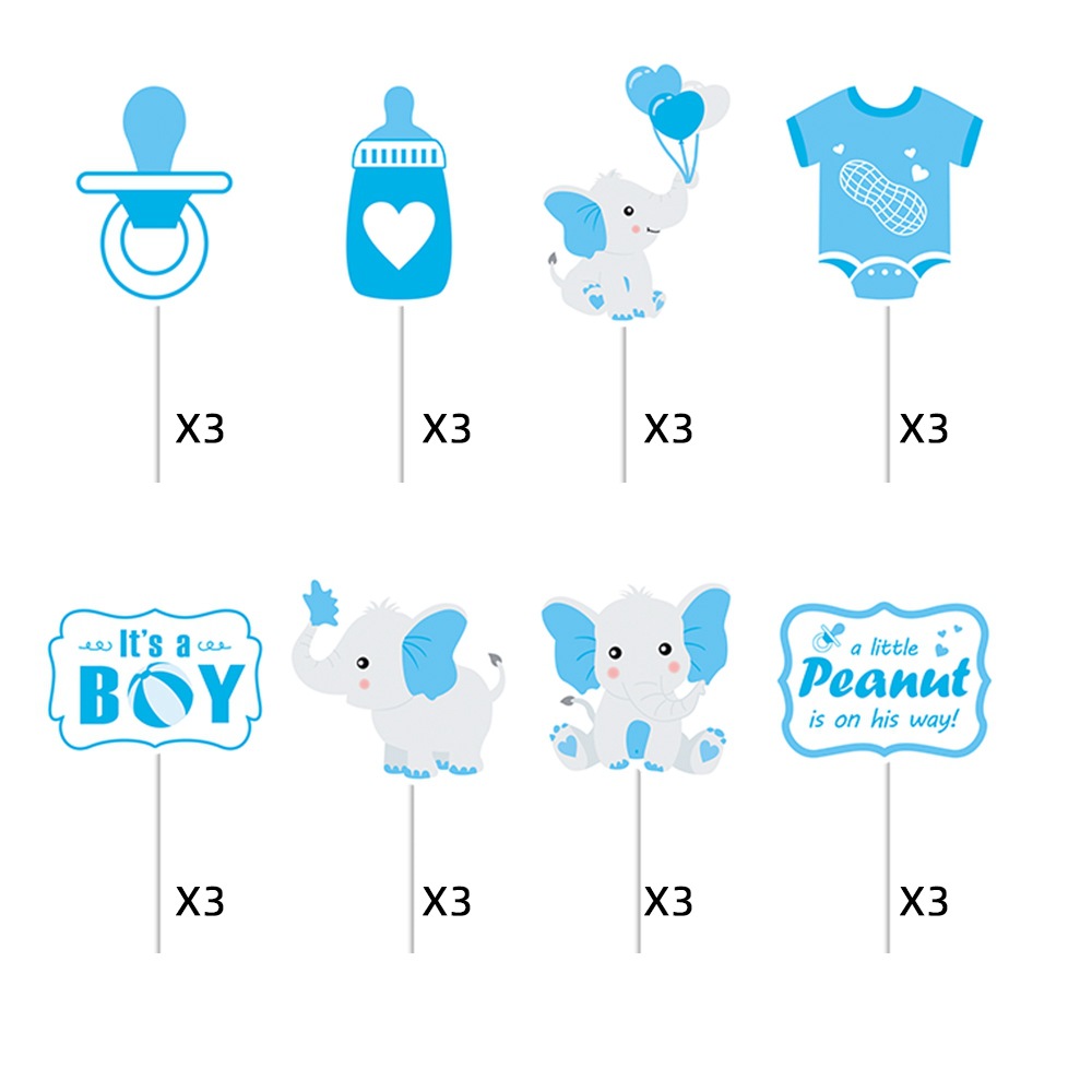 Nuevo estilo transfronterizo de decoración de fiesta de baby shower, bandera, elefante azul, bebé, niño, fiesta de bienvenida para bebés, decoración