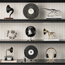 现代音乐主题样板间售楼处书房黑胶复古唱片机软装搭配组合