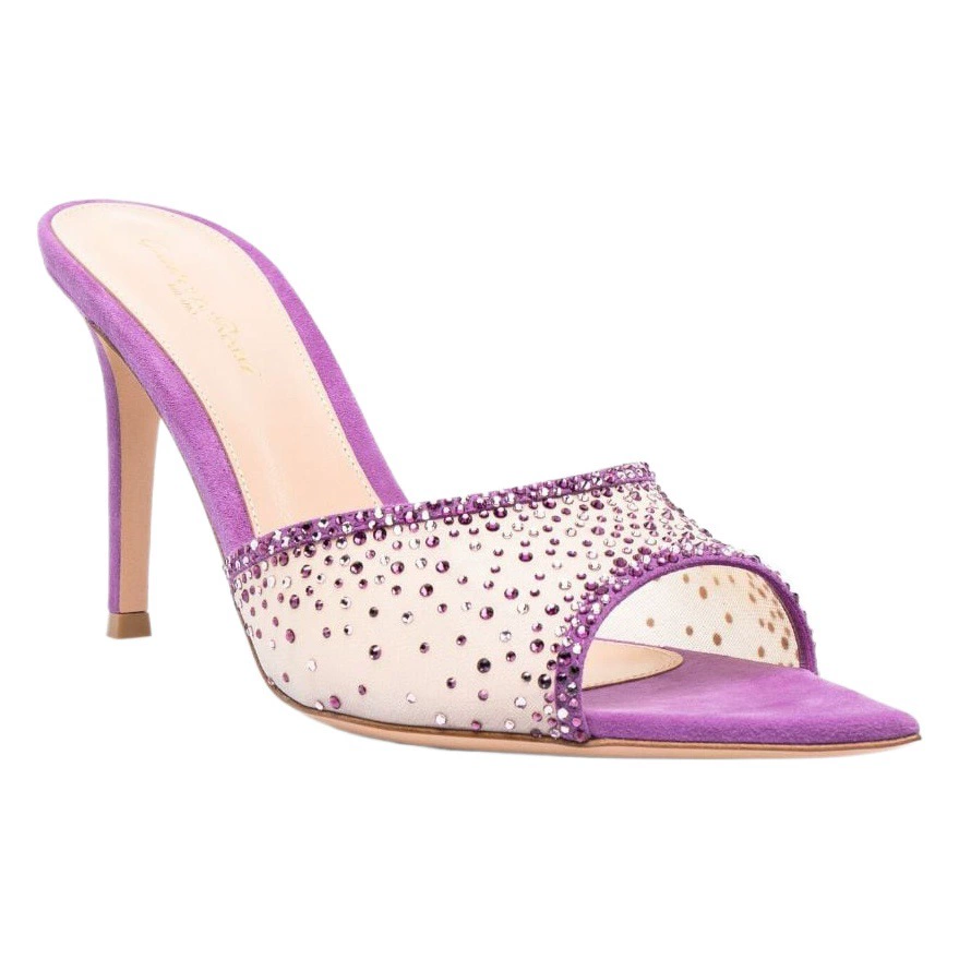 Летние босоножки-шлепанцы 2025 года, европейский и американский стиль, на одной лямке, на высоком каблуке-шпильке, женственные, с заостренным носком, модные летние сандалии.