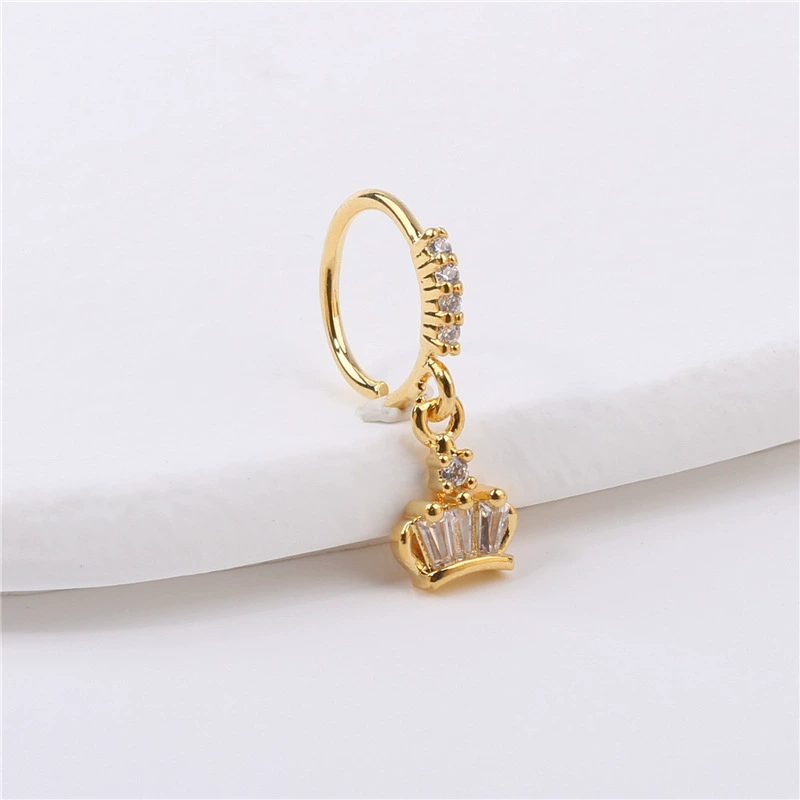 20 г европейские и американские женщины кулон кольцо в носу пирсинг носа Корона циркон кольцо в носу кулон хрящ серьги подвеска