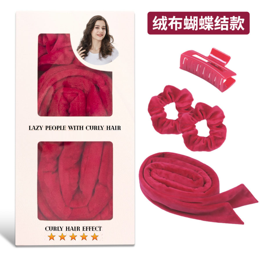 Amazon bowknot perezoso no caliente palo de curling estampado de leopardo sueño Pelo Rizado artefacto gran ola rizador de pelo de algodón de seda