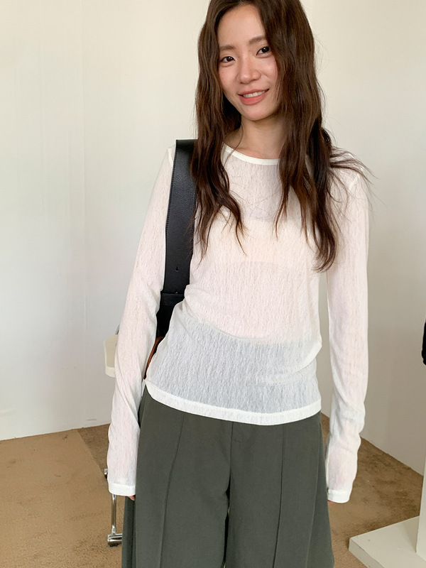 广州十三行2025秋韩系圆领修身舒适休闲风打底长袖针织衫女02732|undefined