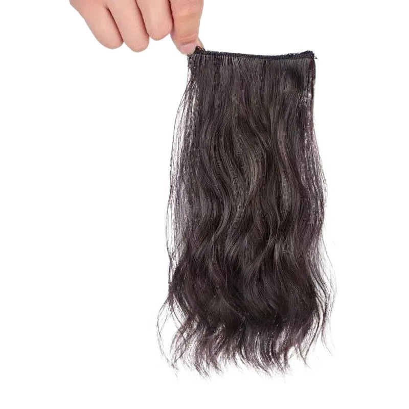 Peluca engrosada de tres piezas con ondas de agua, extensión de cabello, cabello largo y rizado, peluca de simulación de cabello esponjoso invisible, almohadilla para el cabello