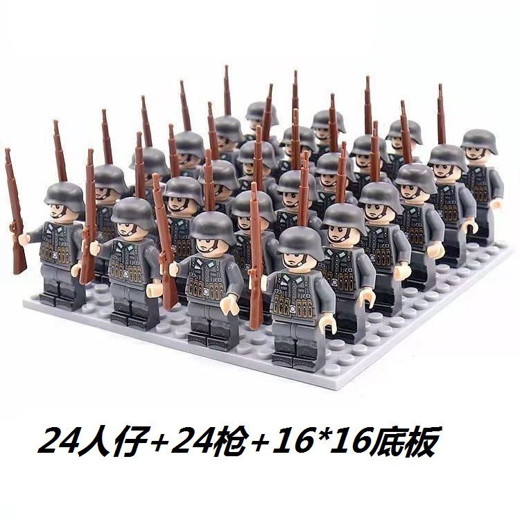 World War Ii Military Building Block Minifigures German, American, French and Soviet Minifigures Soldier Weapon Formation Small Particle Assembly Toys Wholesale