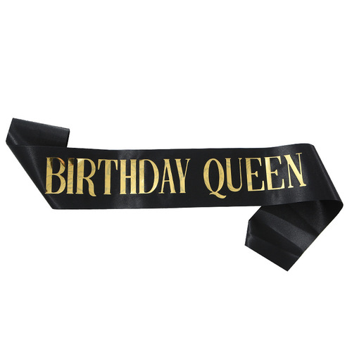 New birthday party BIRTHDAY QUEEN shoulder strap etiquette belt satin bronzing black gold belt ribbon