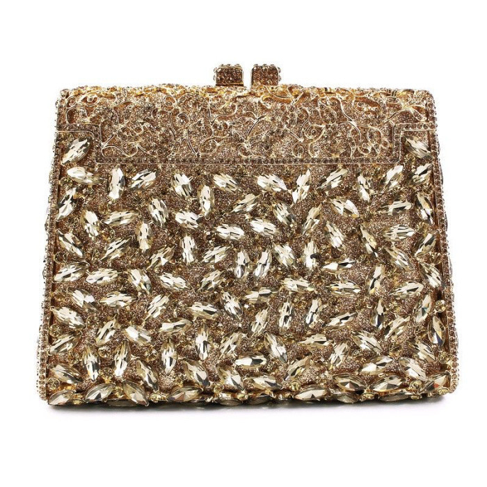 Caxi Li [diamond] bolsas de cena de moda de lujo de Europa y América con diamantes bolsas de noche de piedra cuadrada bolsas de diamantes de oro duro