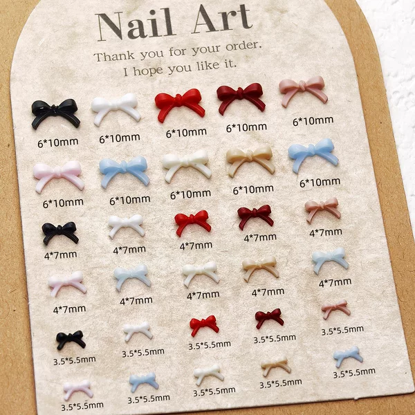 Internet Celebrant Mini Bow Nail Art Accessories Cute Pink Black and White Large small size Resin Wear Armor Accessories Explosive Mix