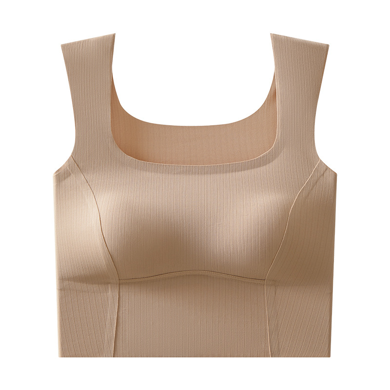 Ropa interior de elevación sin costuras de seda de hielo, camisola, interior de mujer con almohadilla para el pecho, sujetador de espalda integrado, parte superior fina