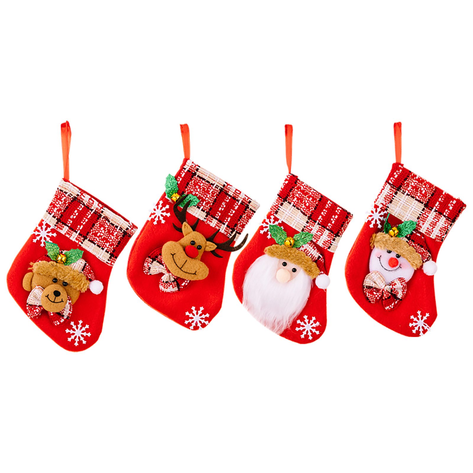 Natal Novas decorações de Natal Floco de neve com sinos Meias de desenho animado Velho boneco de neve Alce Meia de Natal Sacola de presente_voghion.com