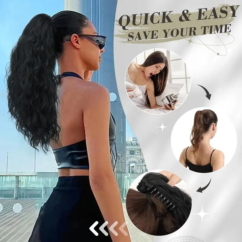 Europa y los Estados Unidos pegando clip de cola de caballo alta simulación ondas flojas rizos se pueden atar comercio electrónico venta caliente suministro de rizos largos