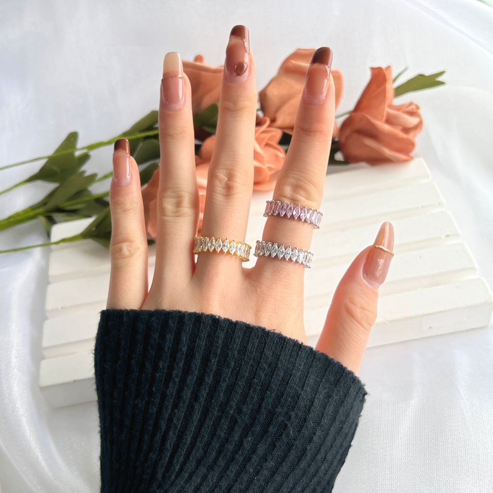 Fashion Solid Color Sterling Silver Inlay Zircon Rings 1 Piece