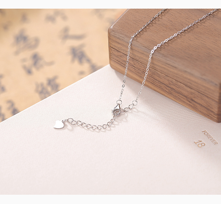 Mặt dây chuyền bạc S925 hình Ruyi rỗng đính đá ngọc lam và zircon tua rua — Bộ xích (bao gồm cả xích) chi tiết 5